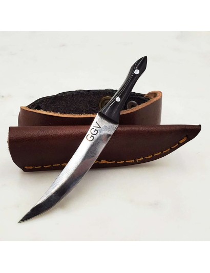 Customized Bull Horn D2 Steel Dab Knife w/ Wrist Sheath - Backorder