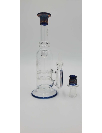 Fire & Ice Worked Double Lace Disc Mini Rig (14mm male) from Seed Of Life Glassworks Glassworks