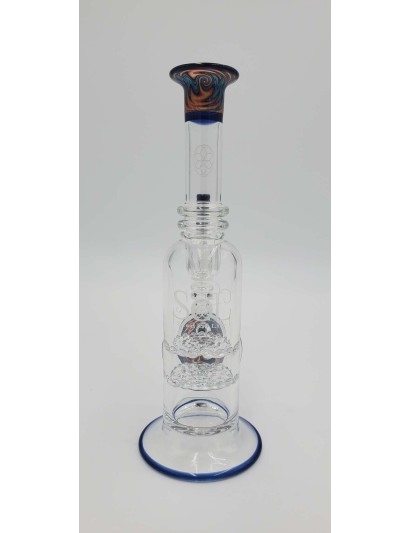 Fire & Ice Worked Double Lace Disc Mini Rig (14mm male) from Seed Of Life Glassworks Glassworks