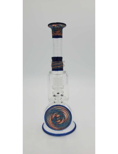 Fire & Ice Worked Double Lace Disc Mini Rig (14mm male) from Seed Of Life Glassworks Glassworks