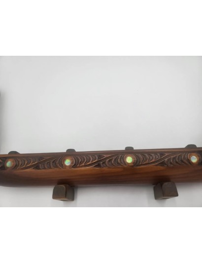 Hand Carved Maori Waka War Canoe Replica w/Stand from New Zealand