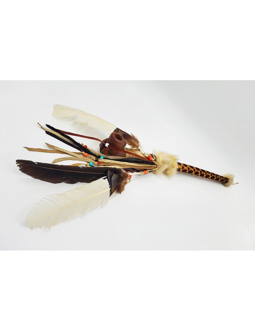 Artisan Hand Carved & Decorated Peace Pipe